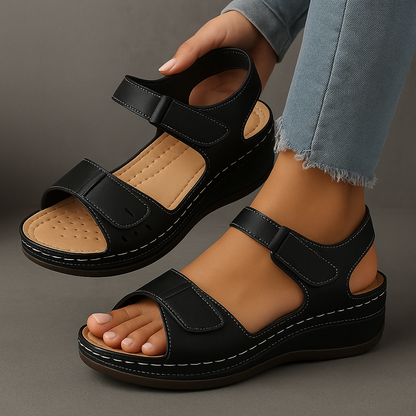 Casual Comfort Platform Sandals with Velcro Straps