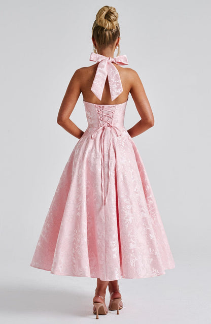 Halter Midi Wedding Guest Dress for Women