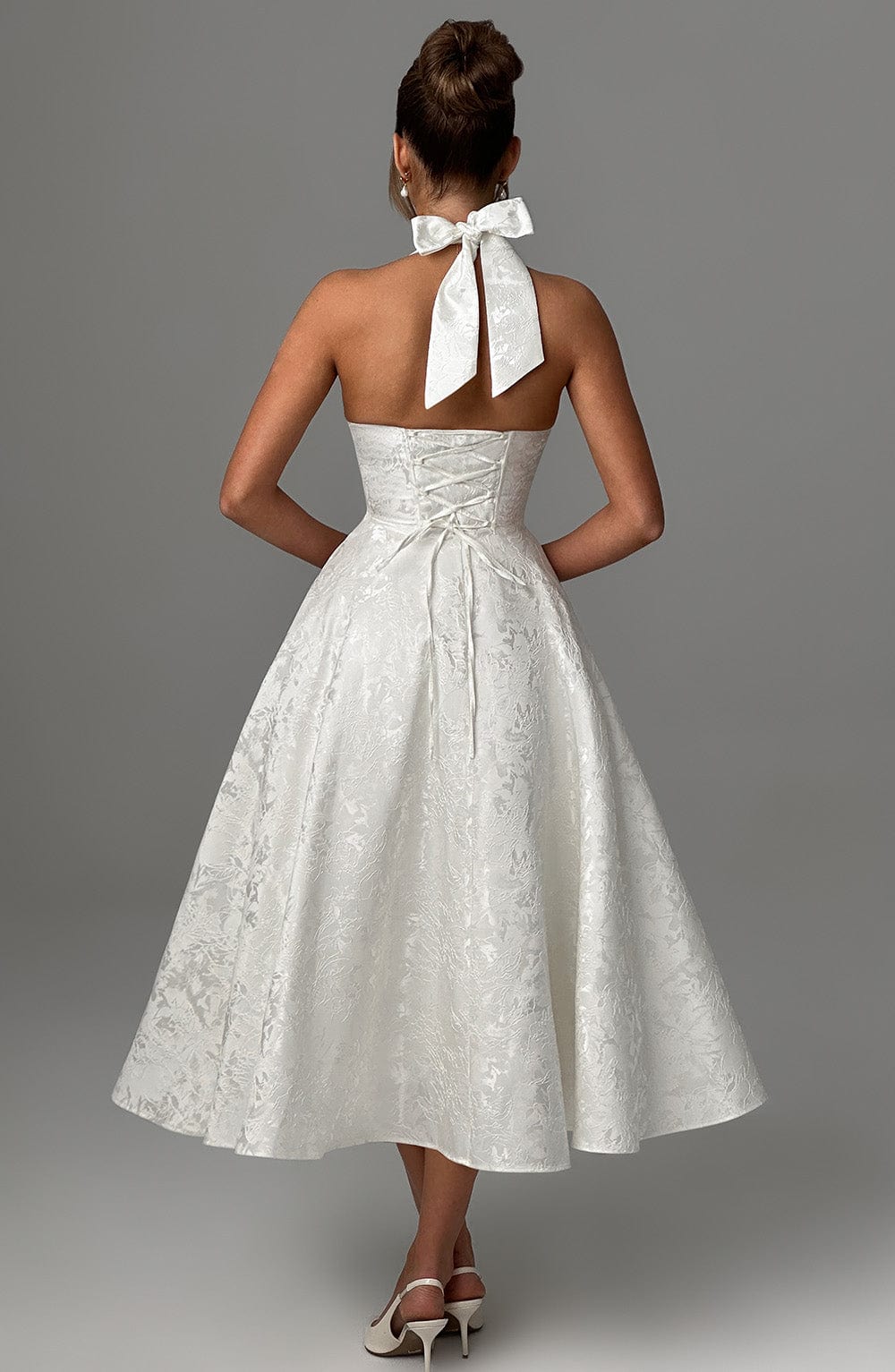 Halter Midi Wedding Guest Dress for Women
