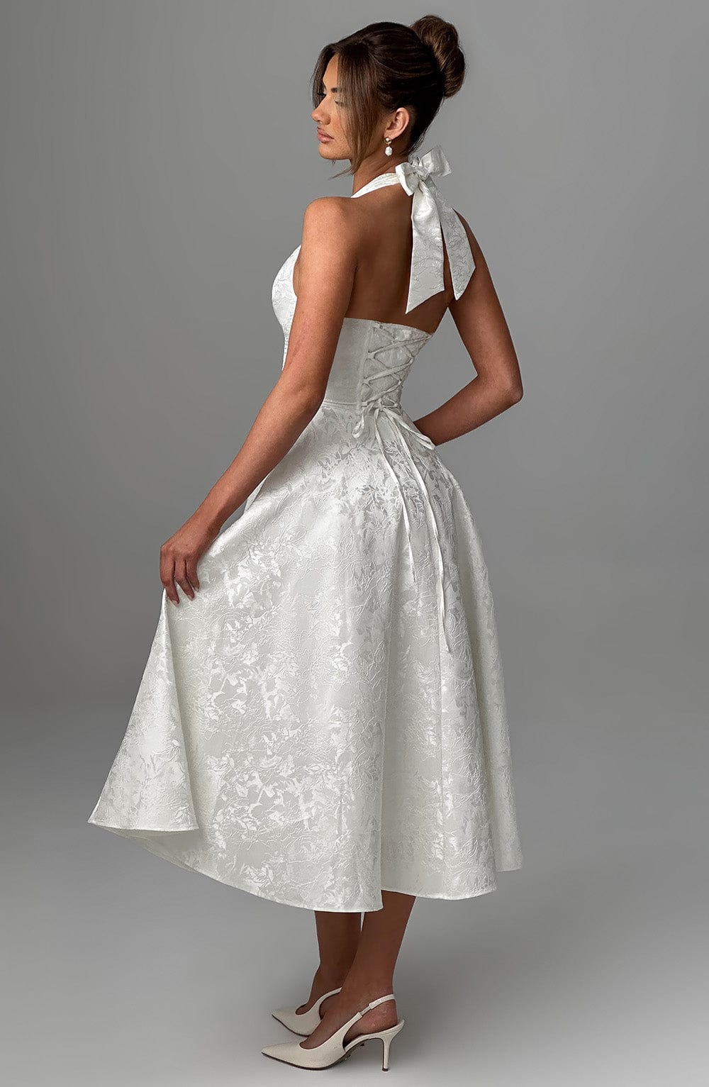 Halter Midi Wedding Guest Dress for Women