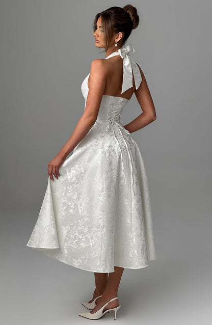 Halter Midi Wedding Guest Dress for Women