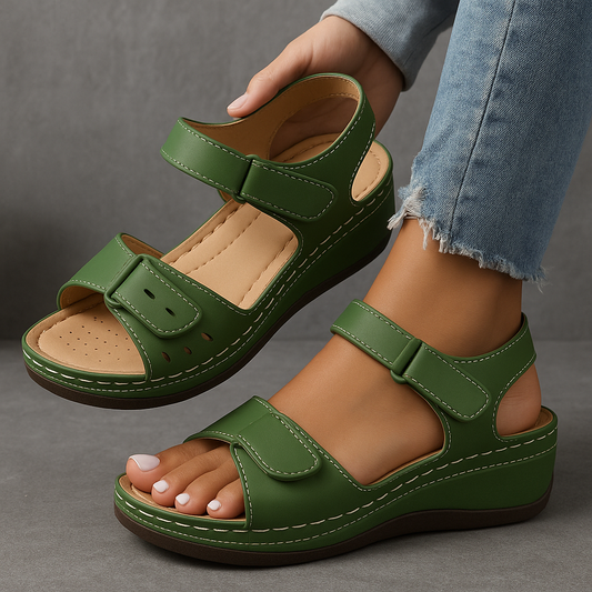Casual Comfort Platform Sandals with Velcro Straps