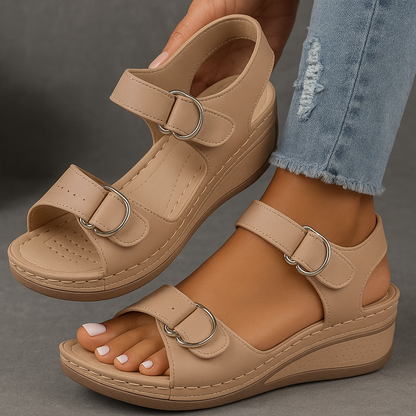 Casual Comfort Platform Sandals with Velcro Straps