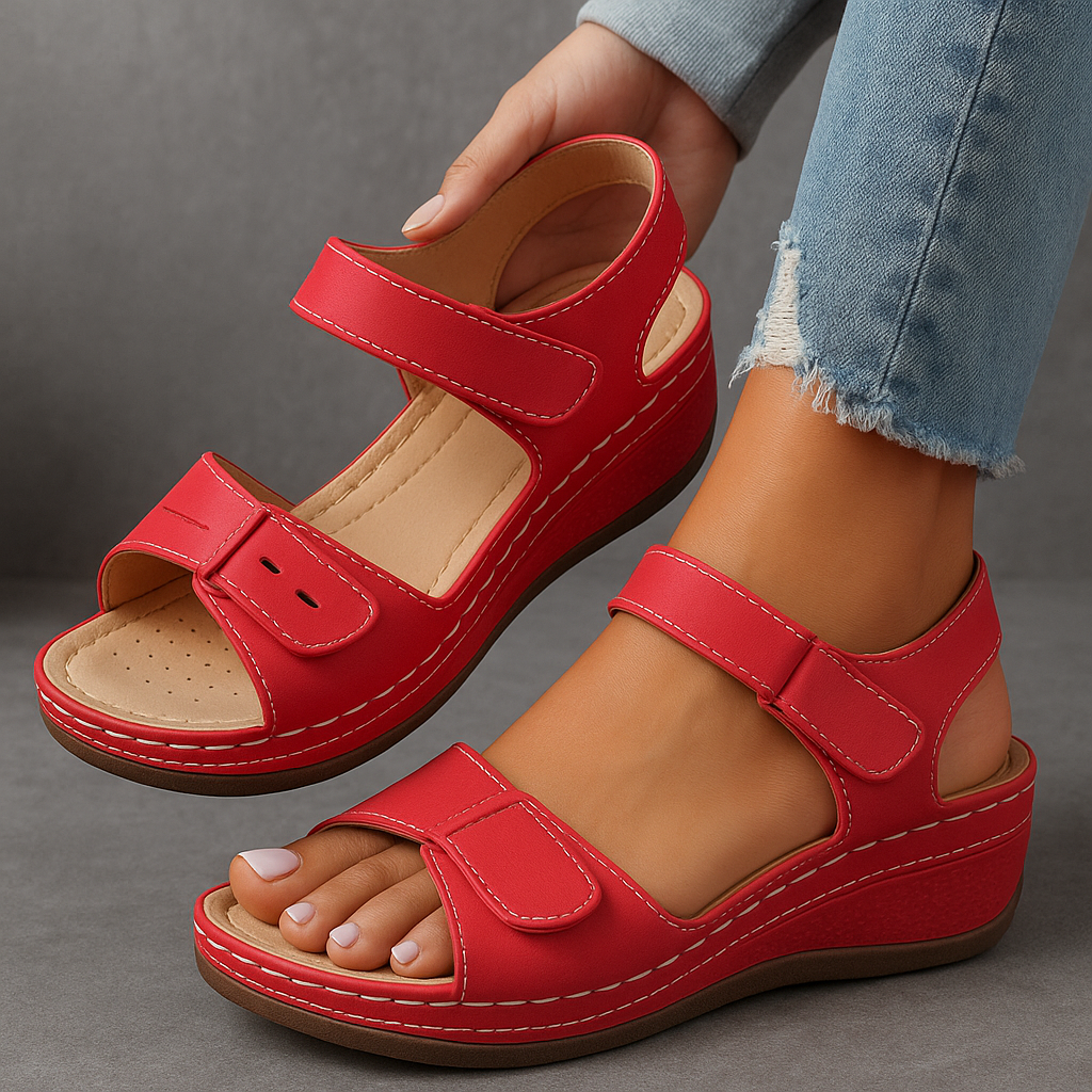 Casual Comfort Platform Sandals with Velcro Straps
