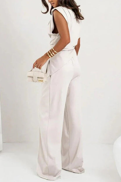 Women’s Draped Wide Leg Sleeveless Jumpsuit