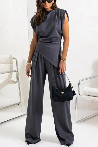 Women’s Draped Wide Leg Sleeveless Jumpsuit