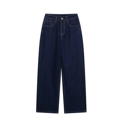 Belted Denim Jacket and Wide Leg Jeans Set for Women