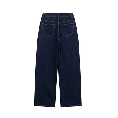 Belted Denim Jacket and Wide Leg Jeans Set for Women