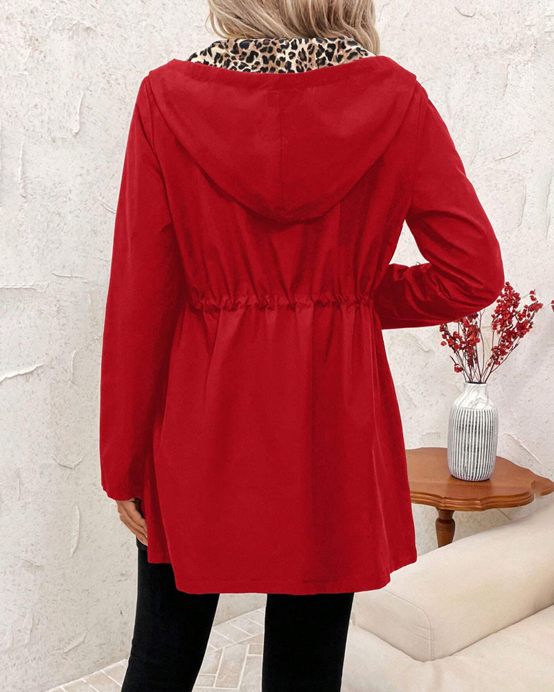Reversible Leopard Print Hooded Jacket for Women