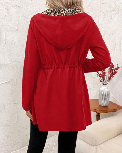 Reversible Leopard Print Hooded Jacket for Women