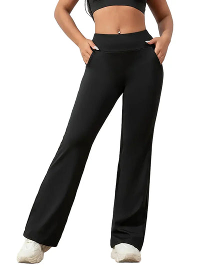 High-Waisted Flared Active Pants with Stretch Fit