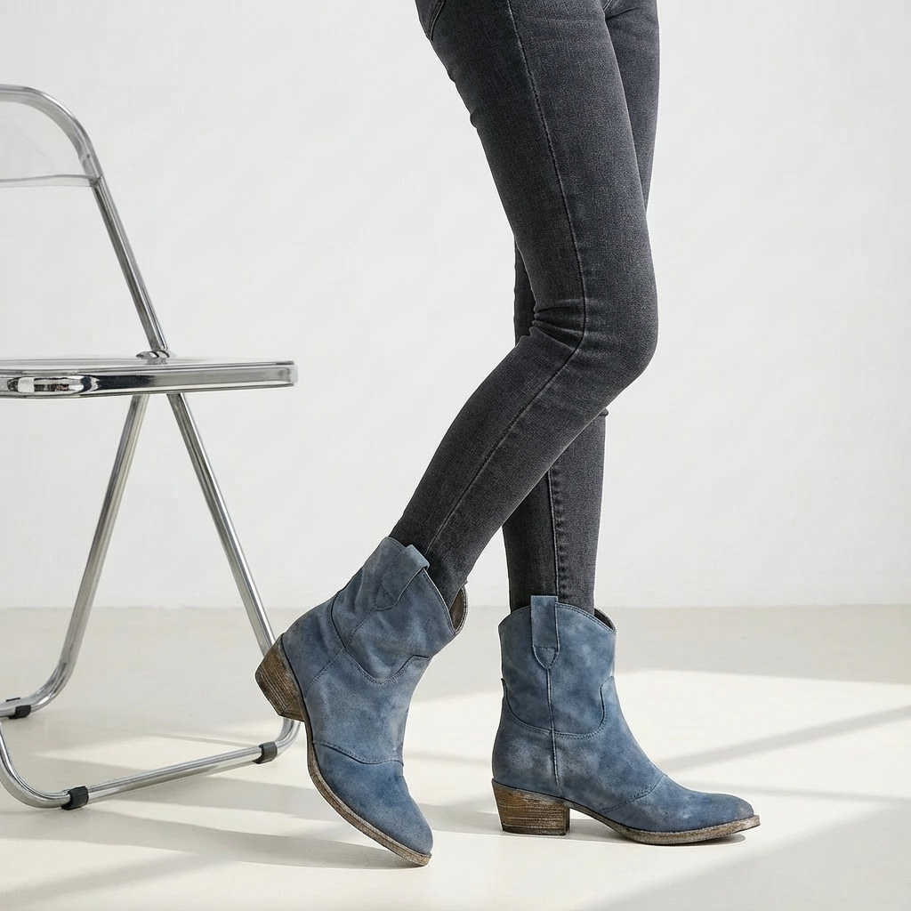 Stylish Women’s Western Ankle Boots with Block Heel
