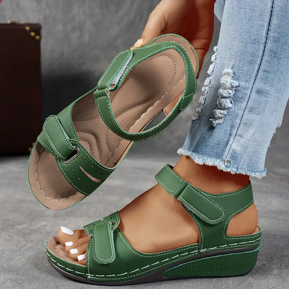 Casual Comfort Platform Sandals with Velcro Straps