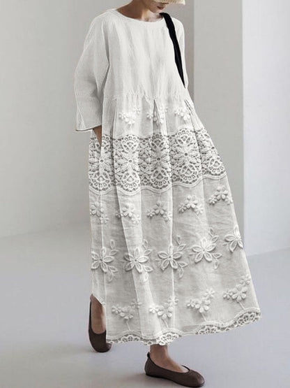 Delicate Lace Midi Dress for Women Pink White Blue