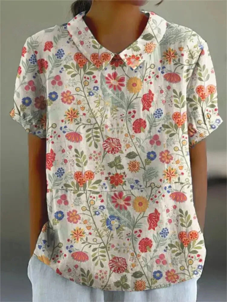Women’s Floral Print Collared Blouse