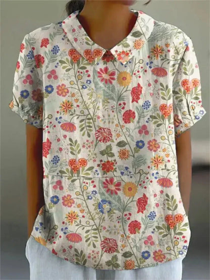 Women’s Floral Print Collared Blouse