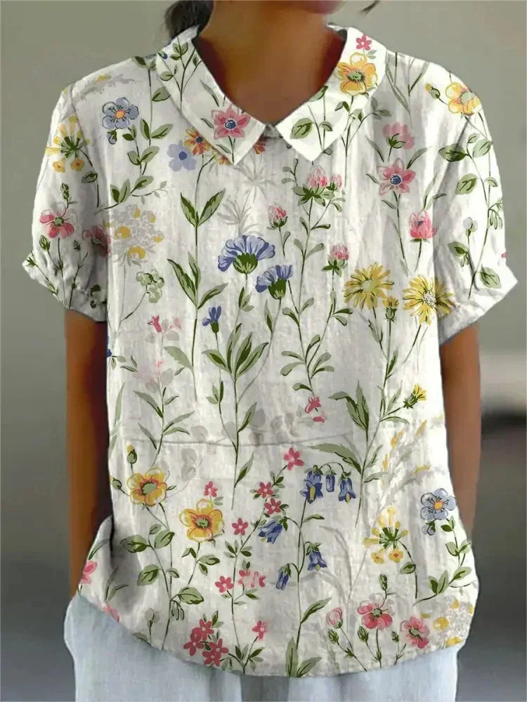 Women’s Floral Print Collared Blouse