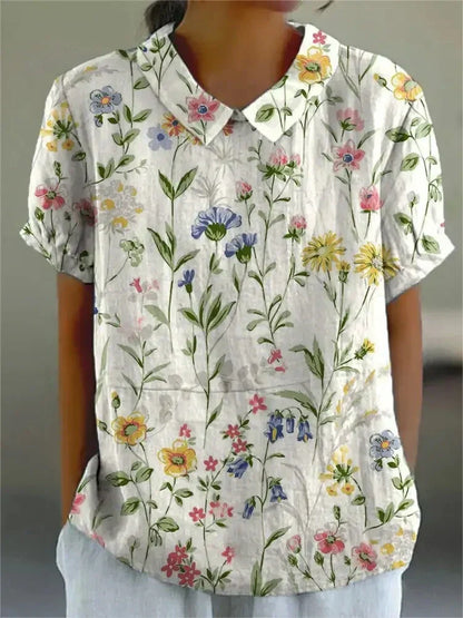 Women’s Floral Print Collared Blouse
