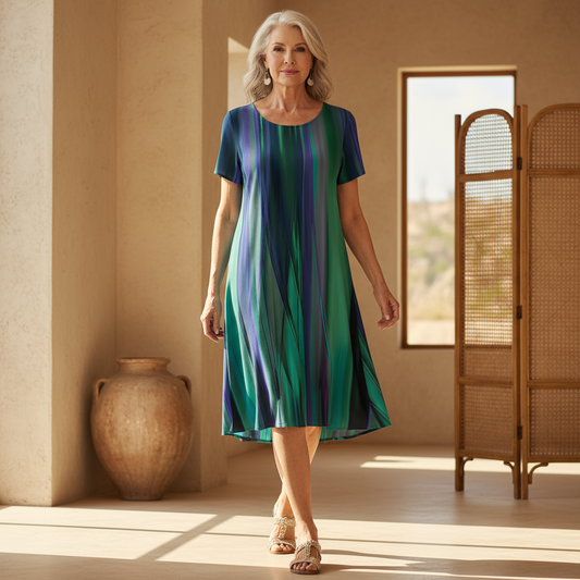 Gradient Midi Dress Boho Casual Flowing Women