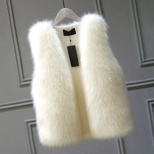Faux Fur Sleeveless Vest Jacket