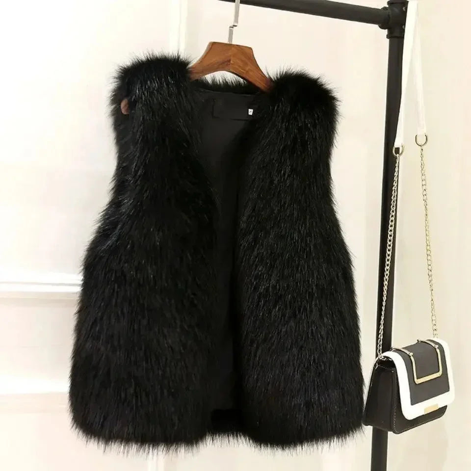 Women's Sleeveless Faux Fur Vest Luxury Layering