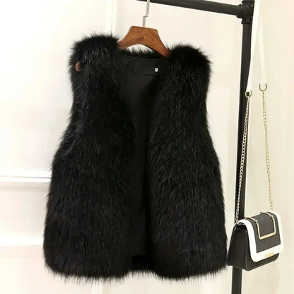 Women's Sleeveless Faux Fur Vest Luxury Layering