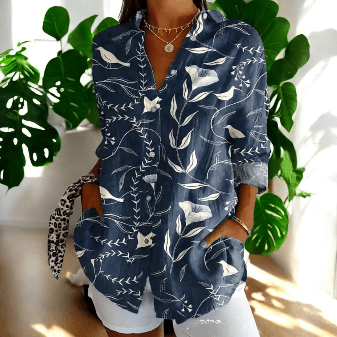 Vintage Button-Up Blouse for Women