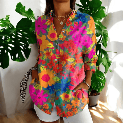 Vintage Button-Up Blouse for Women