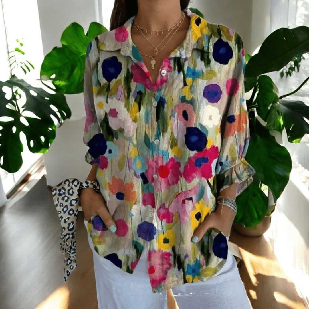 Vintage Button-Up Blouse for Women