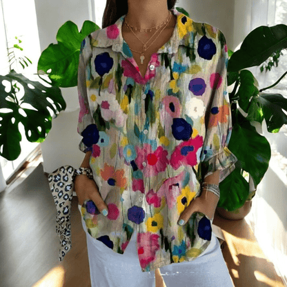 Vintage Button-Up Blouse for Women