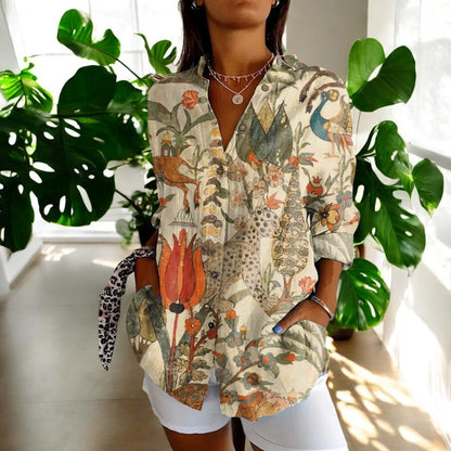 Vintage Button-Up Blouse for Women