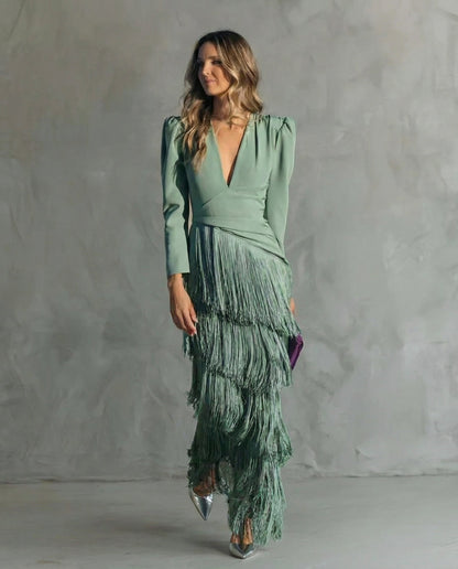 Women’s Long Sleeve Statement Maxi Dress with Modern Elegance