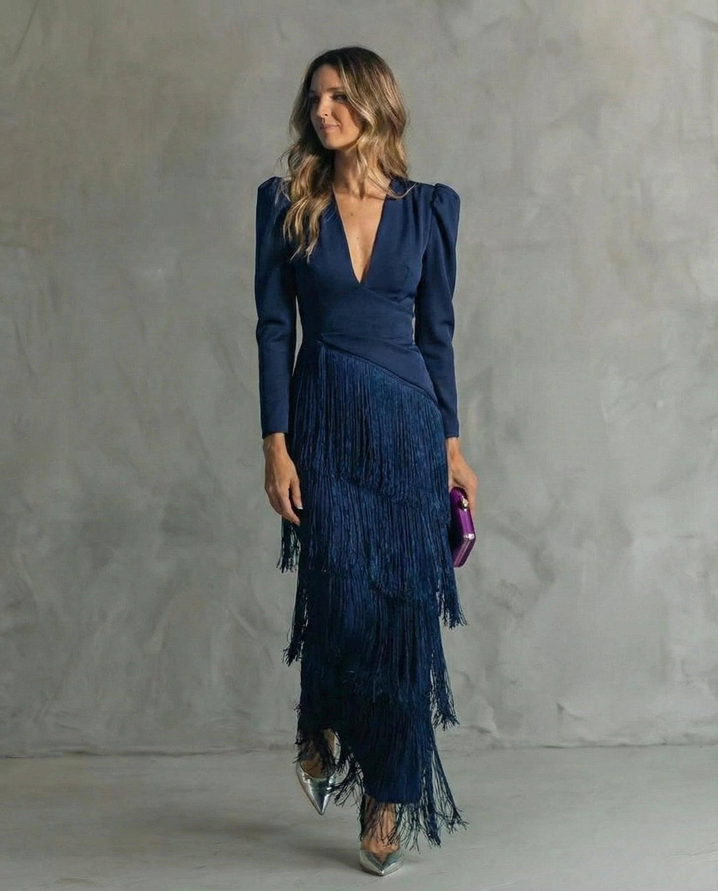 Women’s Long Sleeve Statement Maxi Dress with Modern Elegance