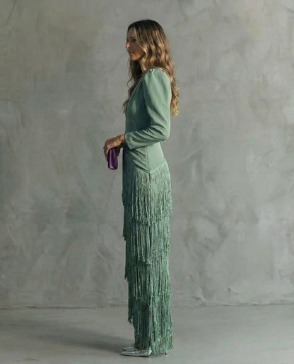 Women’s Long Sleeve Statement Maxi Dress with Modern Elegance