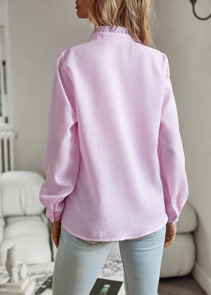 Elegant Ruffle-Trim Button-Front Blouse for Women