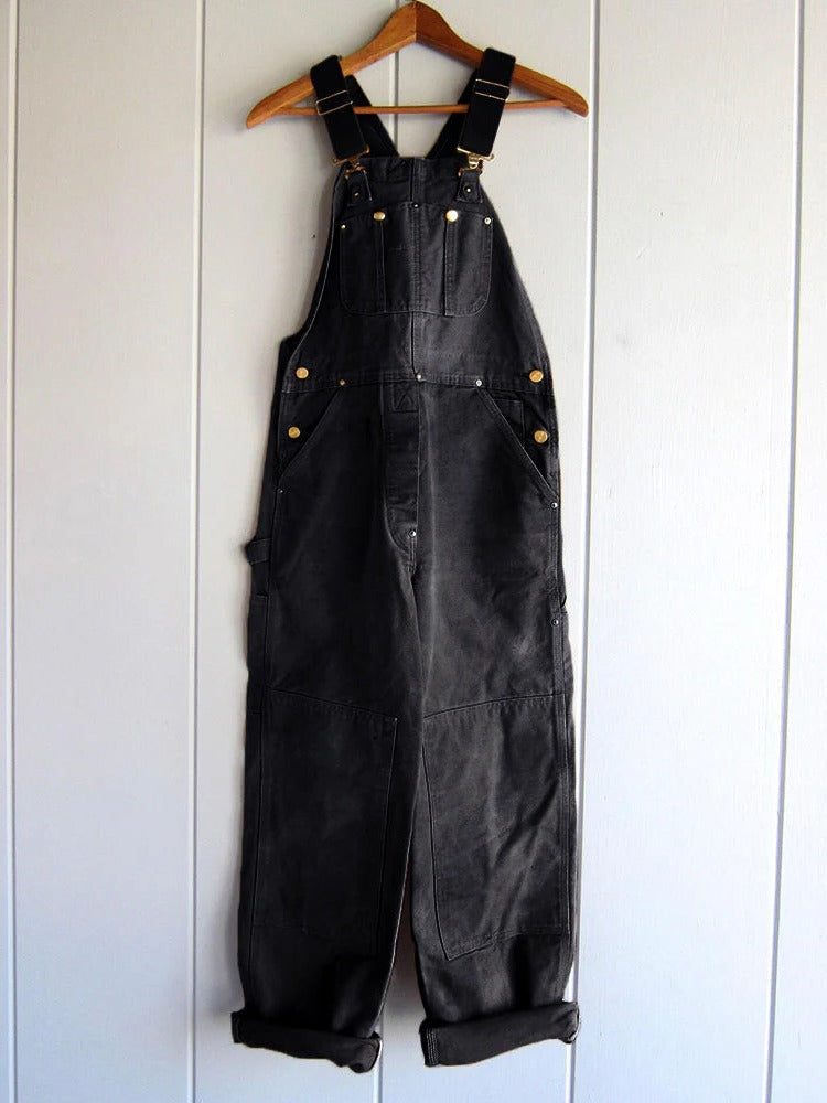 Women's Utility Bib Overalls Adjustable Straps Wide Leg