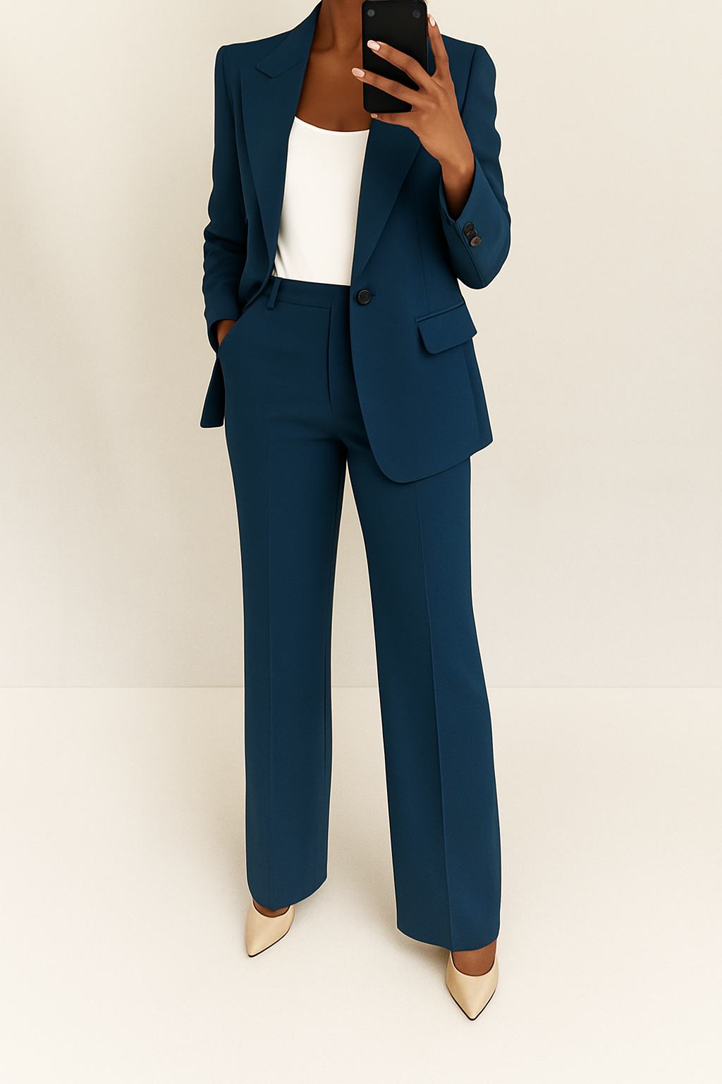 Women's Elegant Blazer and Wide-Leg Pants Suit Set