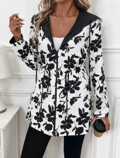 Reversible Leopard Print Hooded Jacket for Women