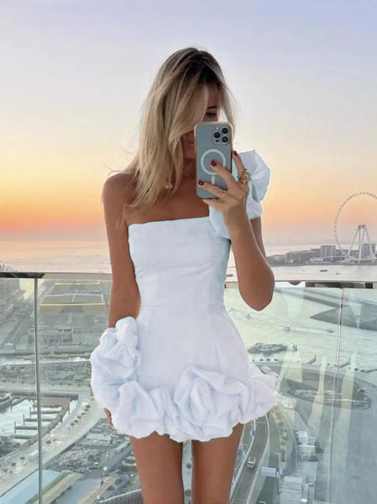 Women’s One-Shoulder Mini Dress with Asymmetrical Silhouette