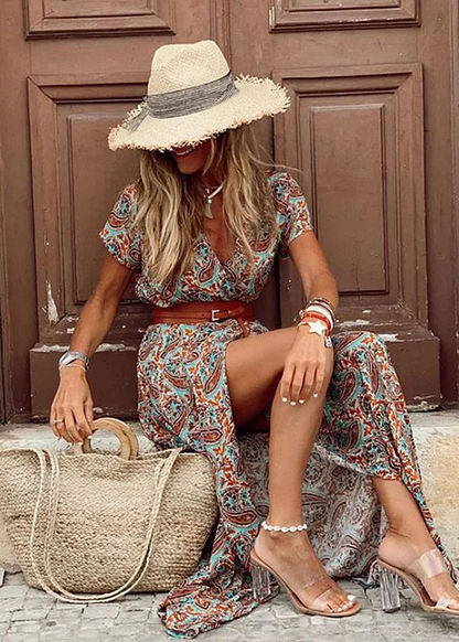 Flowy Floral Maxi Dress with Split Detail