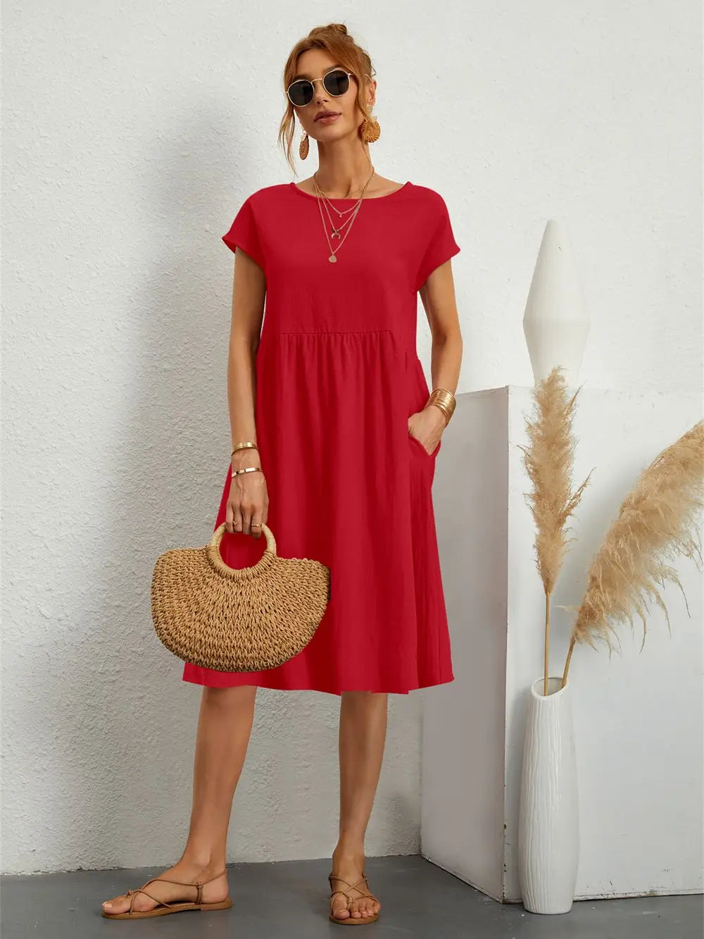 Comfortable Casual Dress Pocketed