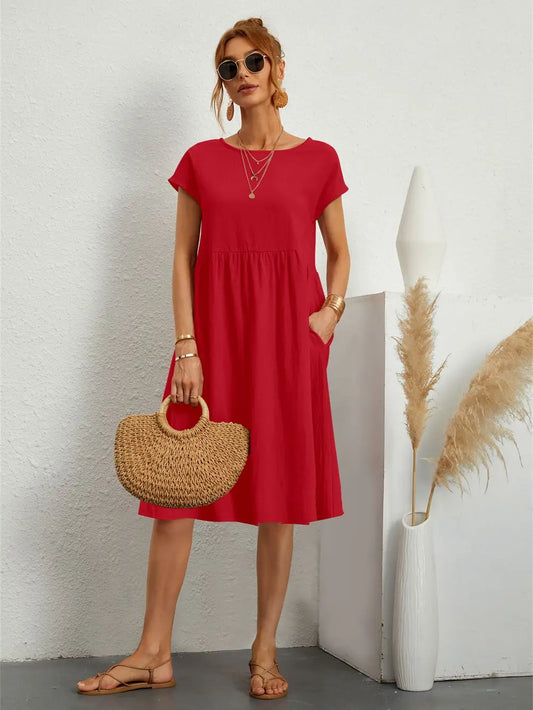 Comfortable Casual Dress Pocketed