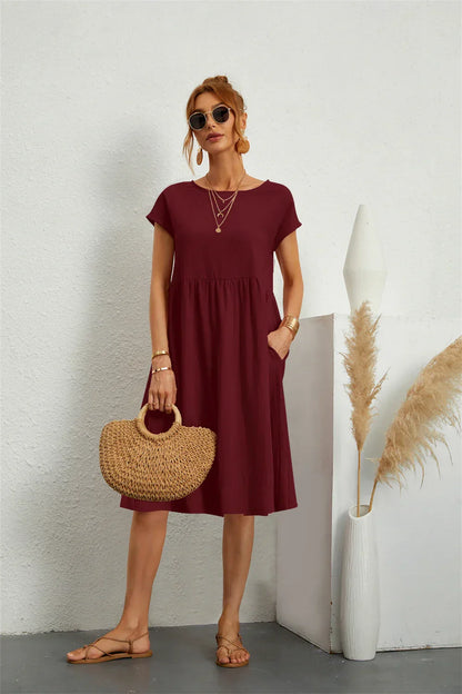 Comfortable Casual Dress Pocketed
