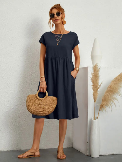 Comfortable Casual Dress Pocketed