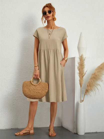 Comfortable Casual Dress Pocketed