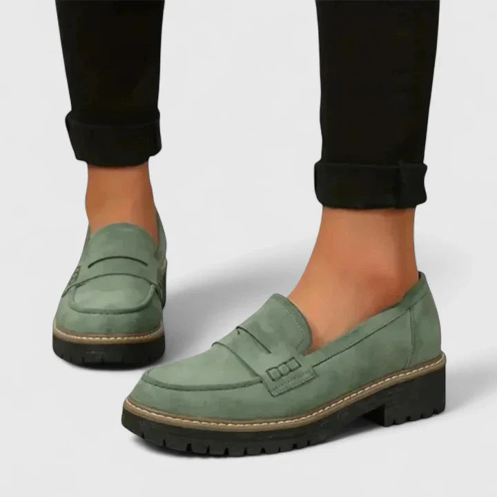 Cushioned Slip-On Loafers Chunky Heel