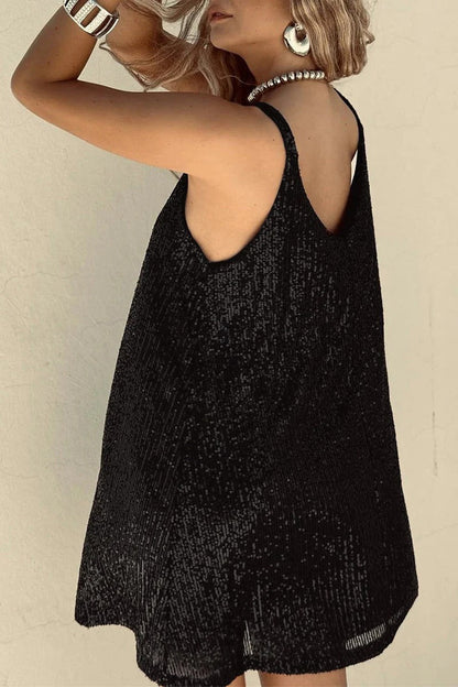 Sparkling V-Back Sequin Mini Dress
