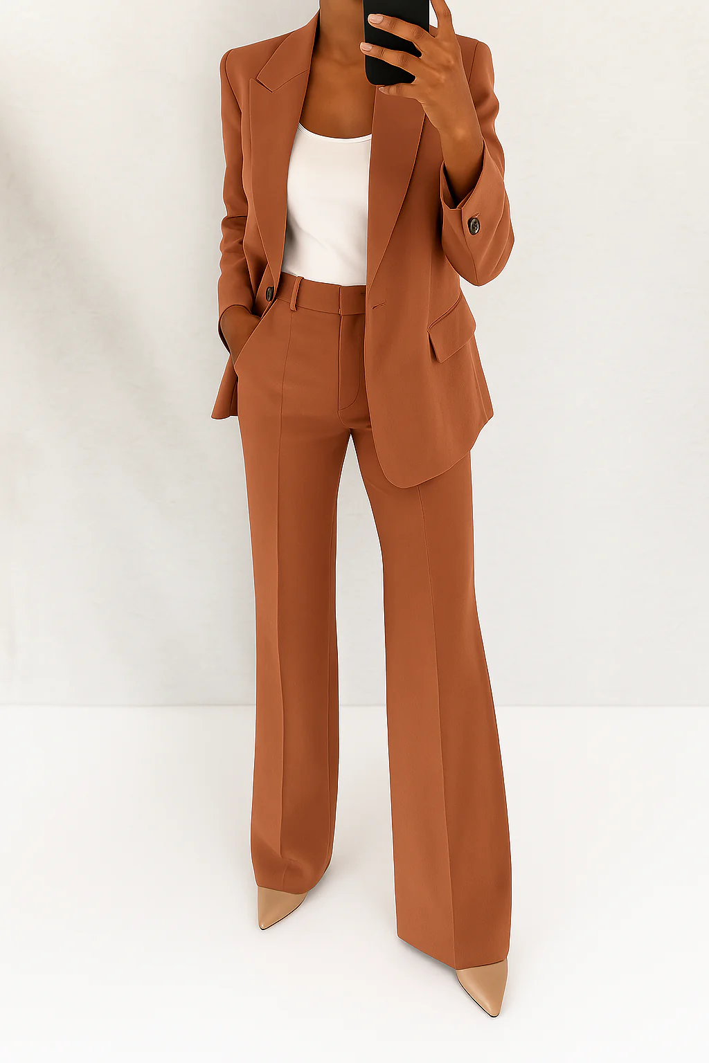 Women's Elegant Blazer and Wide-Leg Pants Suit Set