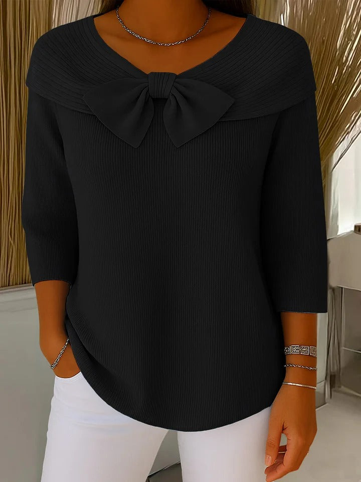 Elegant Fitted Sweater with Bow Detail for Women