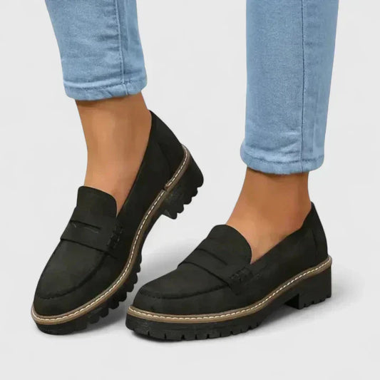 Cushioned Slip-On Loafers Chunky Heel